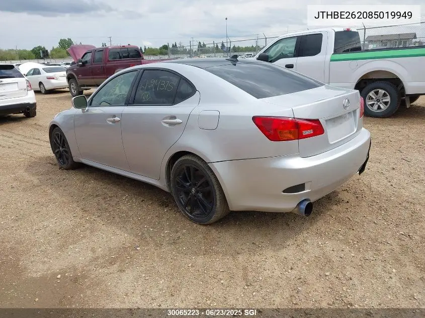2008 Lexus Is 350 VIN: JTHBE262085019949 Lot: 30065223