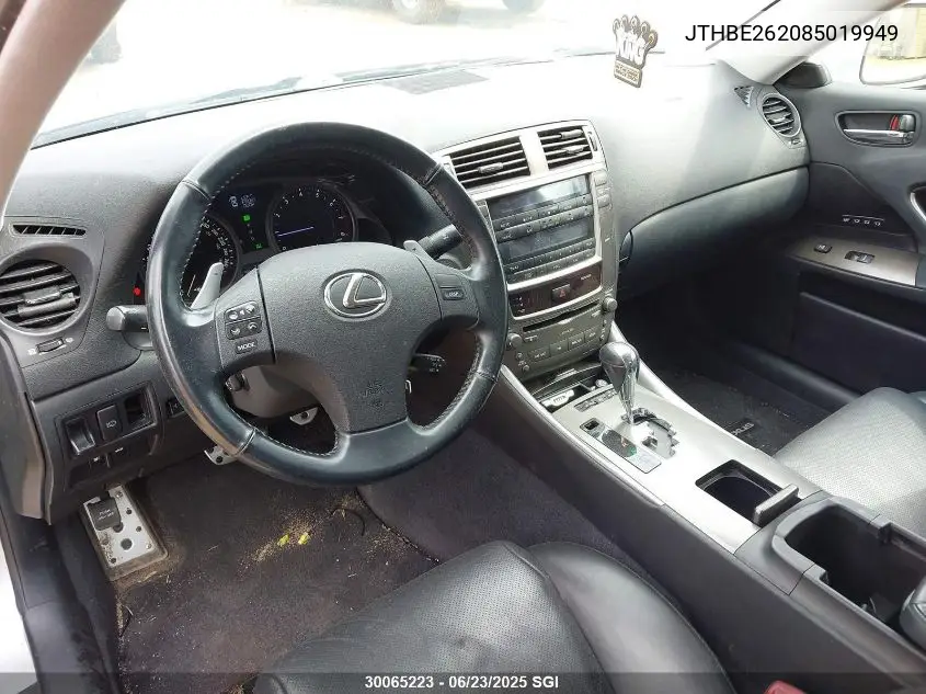 2008 Lexus Is 350 VIN: JTHBE262085019949 Lot: 30065223