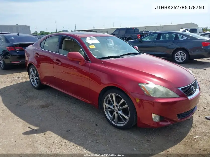 2008 Lexus Is 250 VIN: JTHBK262785078750 Lot: 42198760