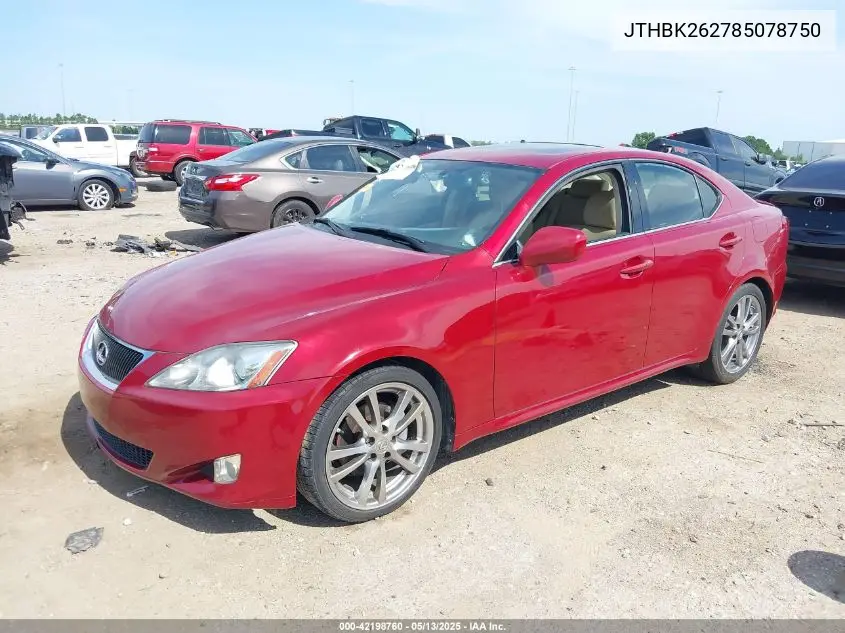 2008 Lexus Is 250 VIN: JTHBK262785078750 Lot: 42198760