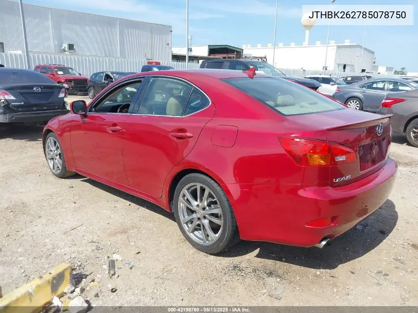 2008 Lexus Is 250 VIN: JTHBK262785078750 Lot: 42198760
