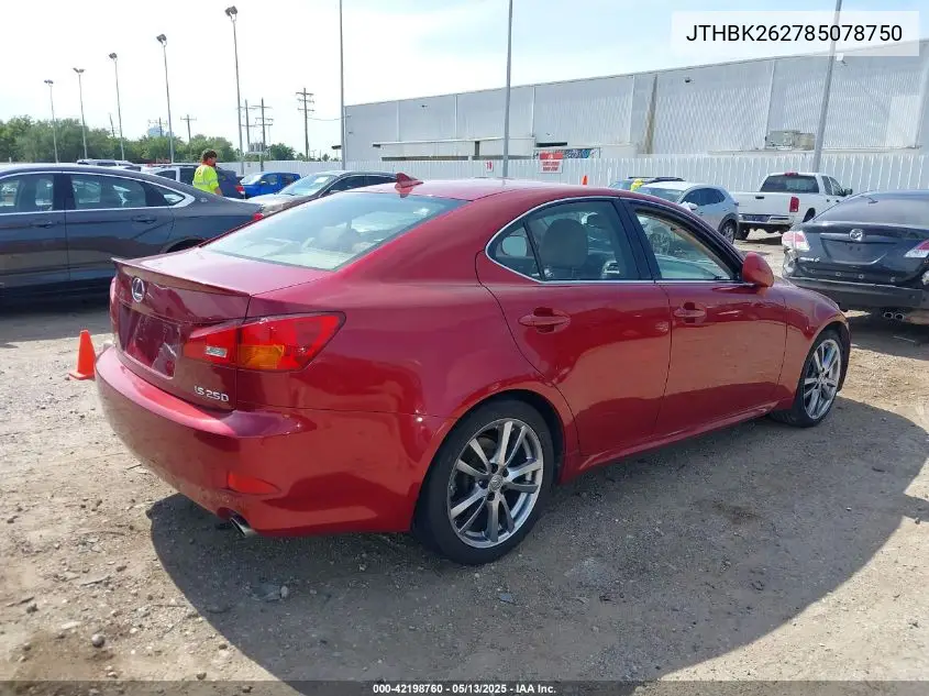 2008 Lexus Is 250 VIN: JTHBK262785078750 Lot: 42198760