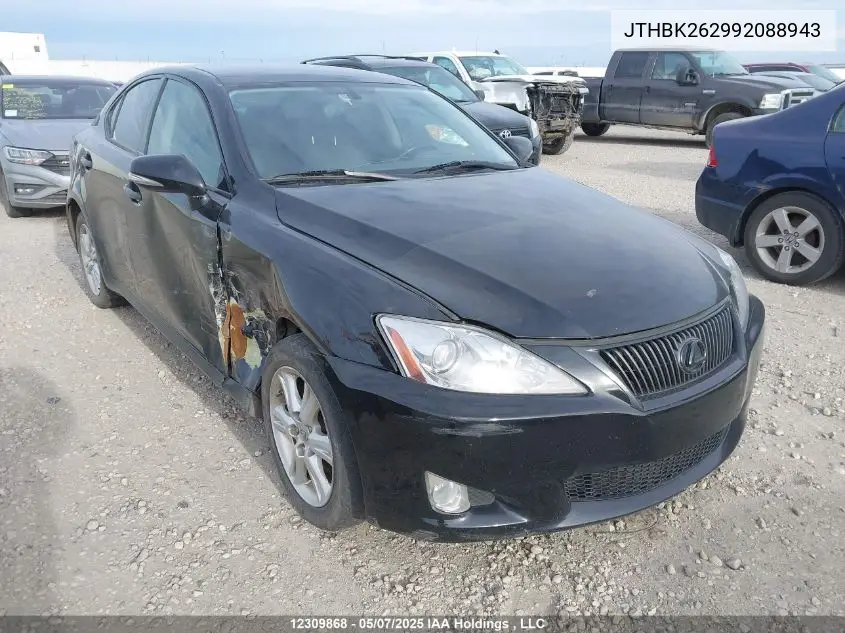 2009 Lexus Is 250 VIN: JTHBK262992088943 Lot: 12309868X