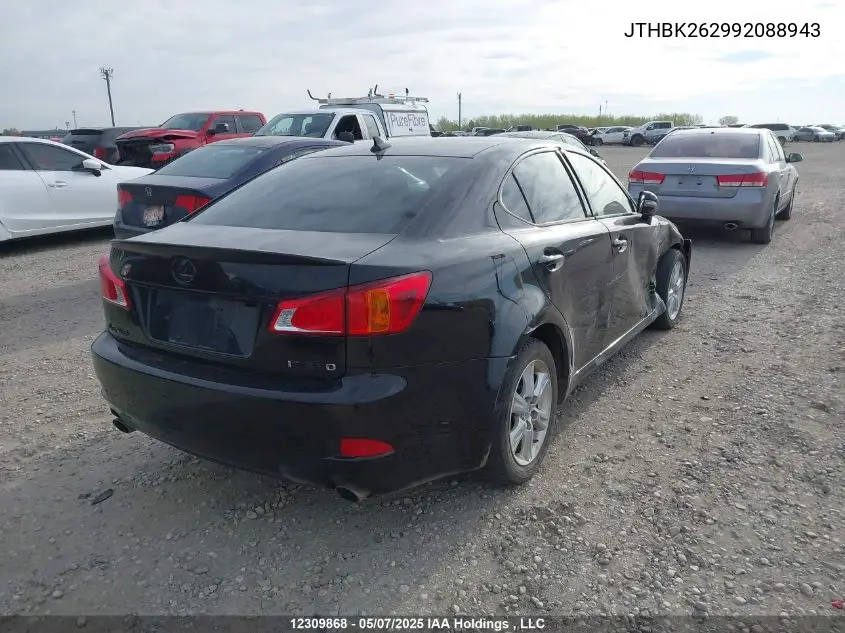2009 Lexus Is 250 VIN: JTHBK262992088943 Lot: 12309868X