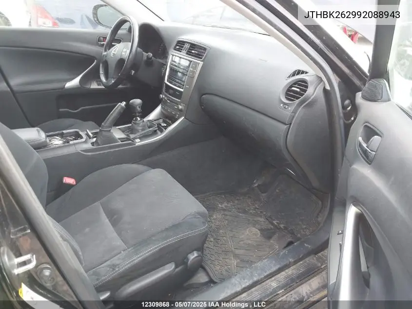 2009 Lexus Is 250 VIN: JTHBK262992088943 Lot: 12309868X