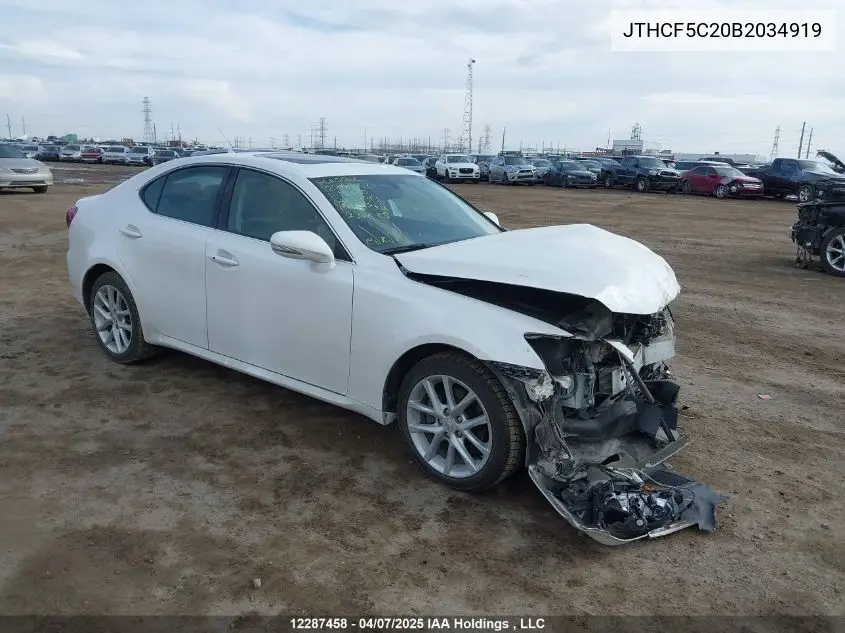 2011 Lexus Is 250 VIN: JTHCF5C20B2034919 Lot: 12287458