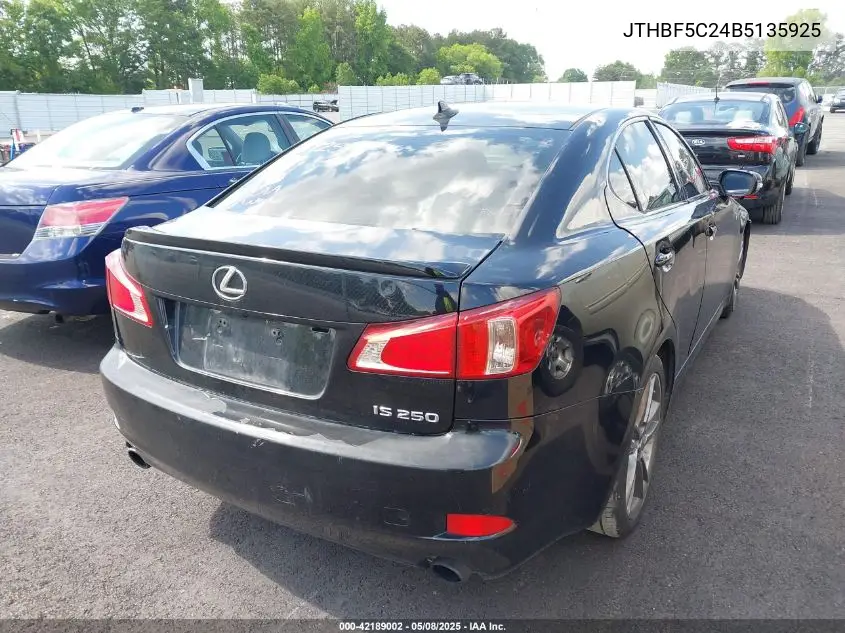 2011 Lexus Is 250 VIN: JTHBF5C24B5135925 Lot: 42189002