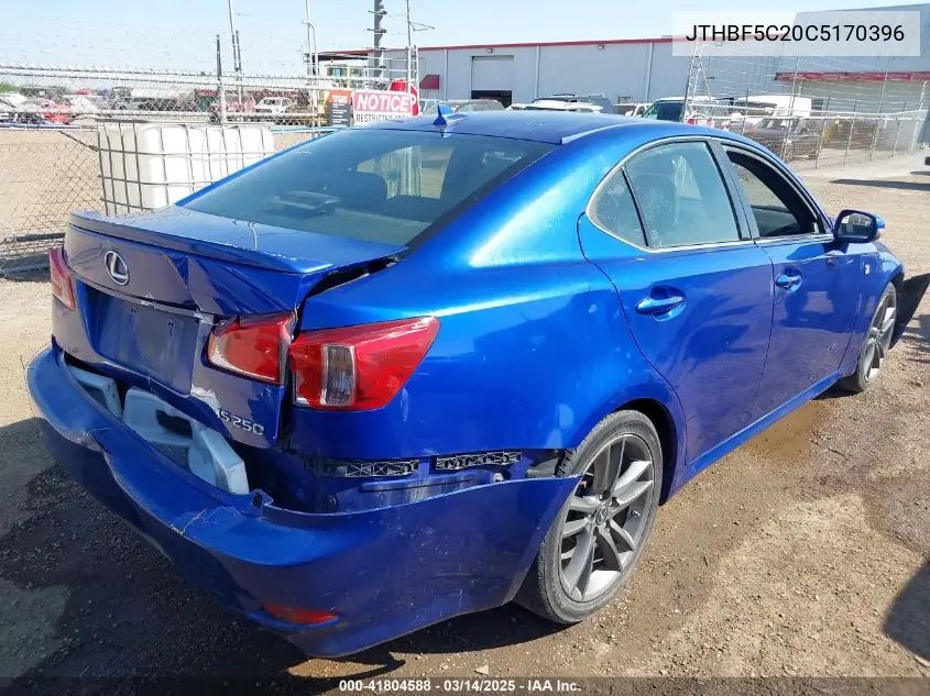 2012 Lexus Is 250 VIN: JTHBF5C20C5170396 Lot: 41804588