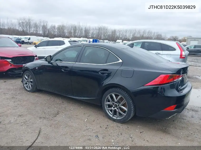 2019 Lexus Is 300 300 VIN: JTHC81D22K5039829 Lot: 12278896