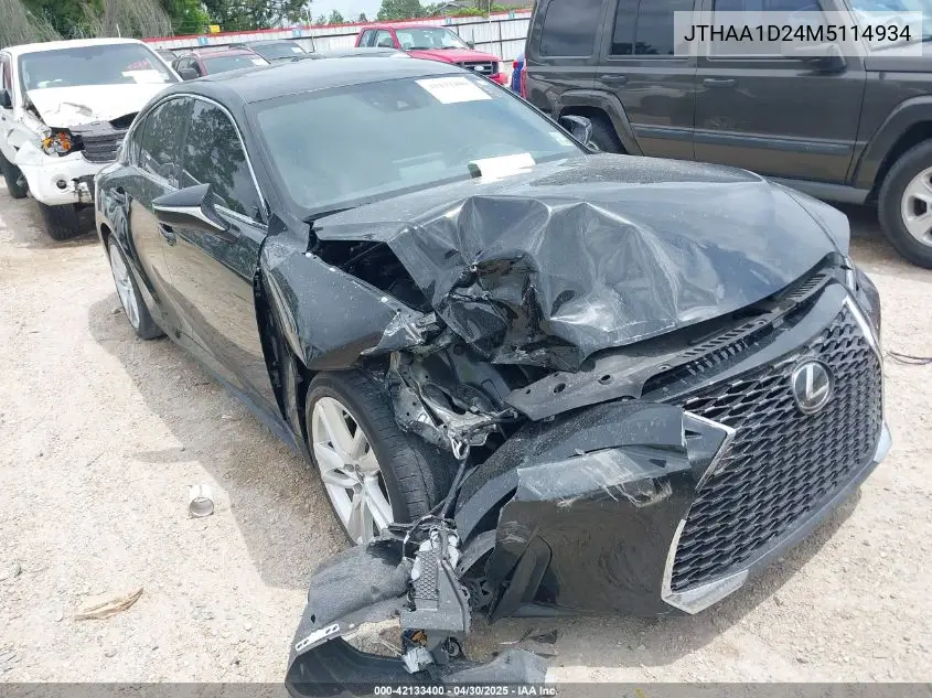 2021 Lexus Is 300 VIN: JTHAA1D24M5114934 Lot: 42133400