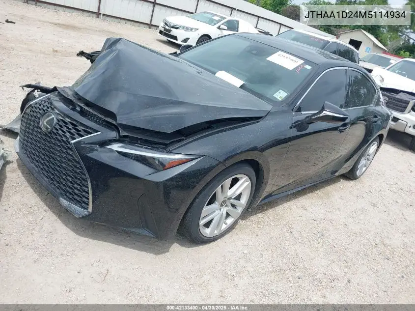 2021 Lexus Is 300 VIN: JTHAA1D24M5114934 Lot: 42133400