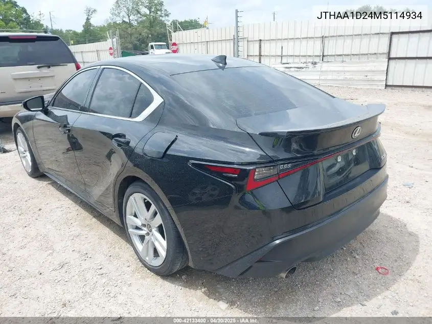 2021 Lexus Is 300 VIN: JTHAA1D24M5114934 Lot: 42133400
