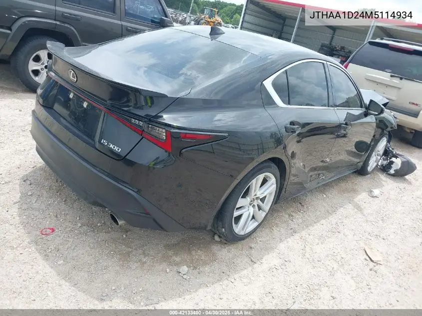 2021 Lexus Is 300 VIN: JTHAA1D24M5114934 Lot: 42133400