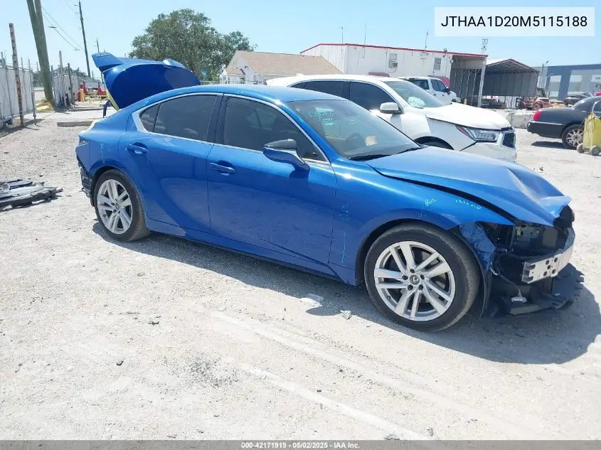 2021 Lexus Is 300 VIN: JTHAA1D20M5115188 Lot: 42171919