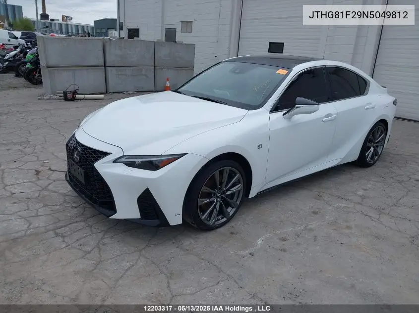 2022 Lexus Is 300 300 VIN: JTHG81F29N5049812 Lot: 12203317