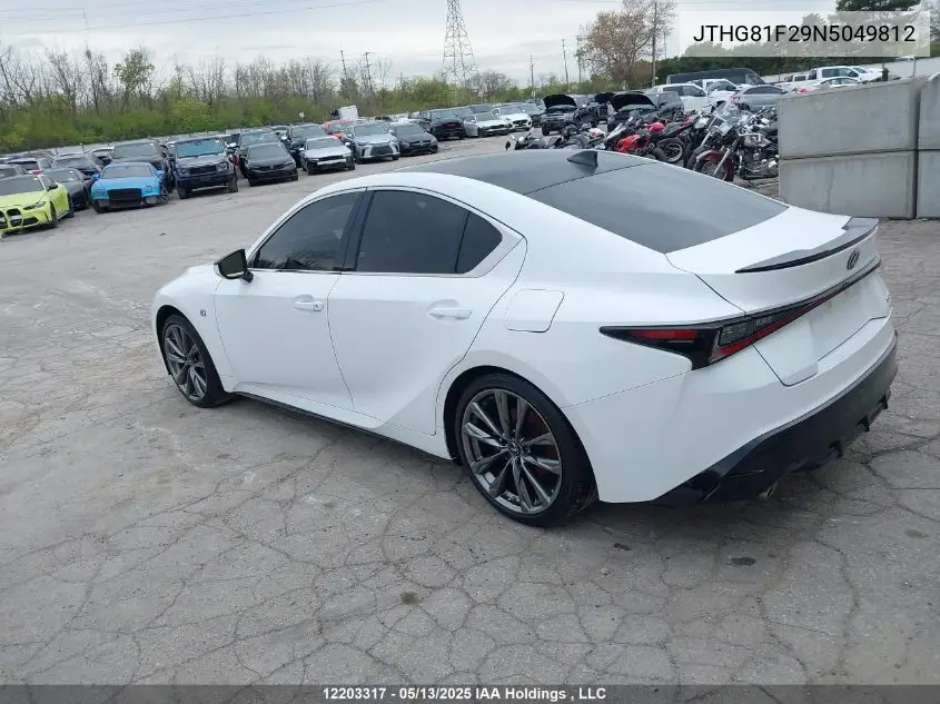 2022 Lexus Is 300 300 VIN: JTHG81F29N5049812 Lot: 12203317