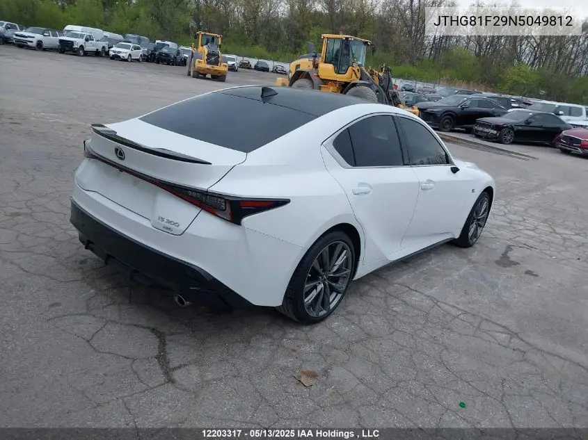 2022 Lexus Is 300 300 VIN: JTHG81F29N5049812 Lot: 12203317