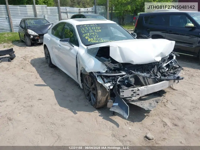 2022 Lexus Is 300 300 VIN: JTHG81F27N5048142 Lot: 12331158