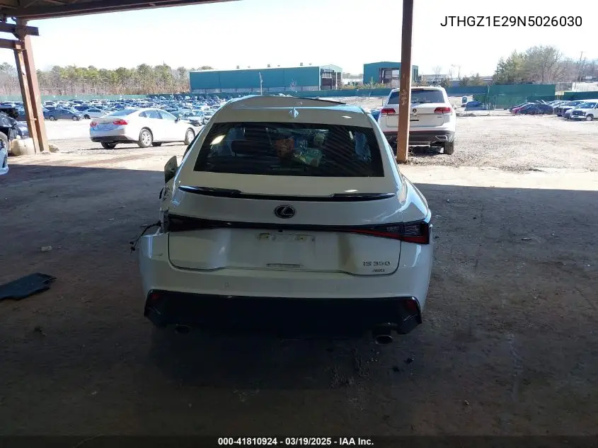 2022 Lexus Is 350 F Sport VIN: JTHGZ1E29N5026030 Lot: 41810924