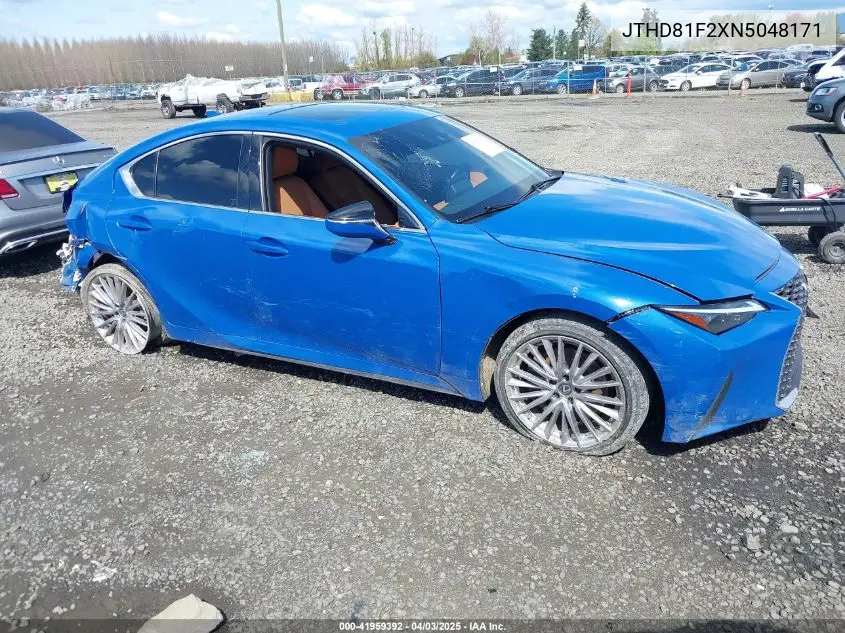 2022 Lexus Is Is 300 VIN: JTHD81F2XN5048171 Lot: 41959392
