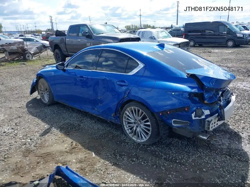 2022 Lexus Is Is 300 VIN: JTHD81F2XN5048171 Lot: 41959392