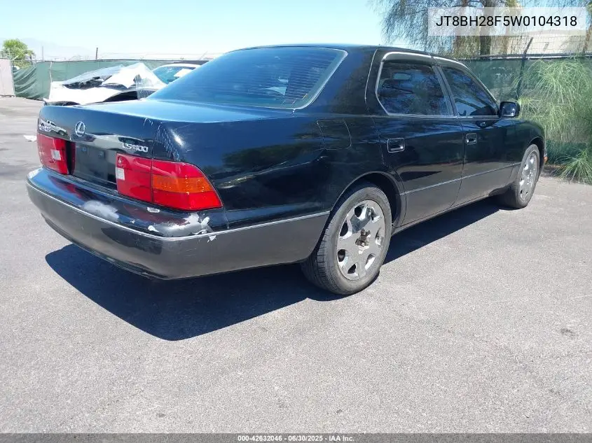 1998 Lexus Ls 400 400 VIN: JT8BH28F5W0104318 Lot: 42632046