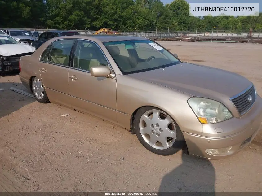 2001 Lexus Ls 430 VIN: JTHBN30F410012720 Lot: 42585692