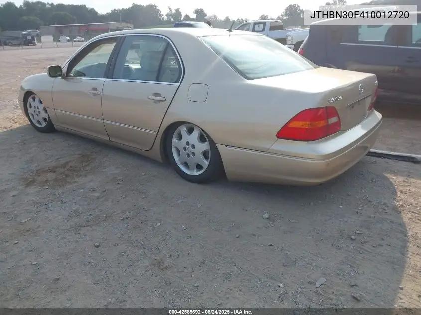 2001 Lexus Ls 430 VIN: JTHBN30F410012720 Lot: 42585692