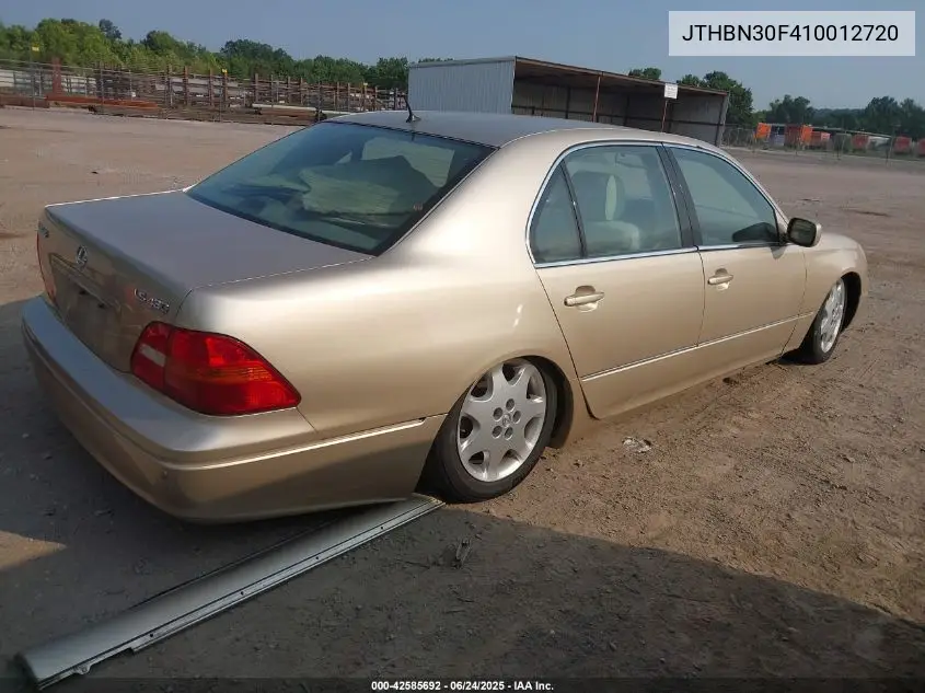 2001 Lexus Ls 430 VIN: JTHBN30F410012720 Lot: 42585692