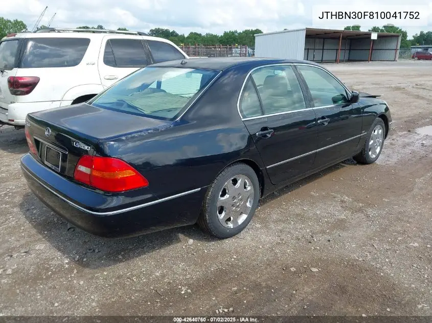 2001 Lexus Ls 430 VIN: JTHBN30F810041752 Lot: 42640760