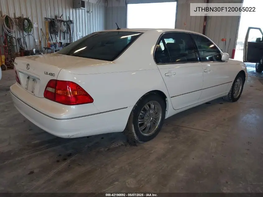 2002 Lexus Ls 430 VIN: JTHBN30F120065022 Lot: 42190592
