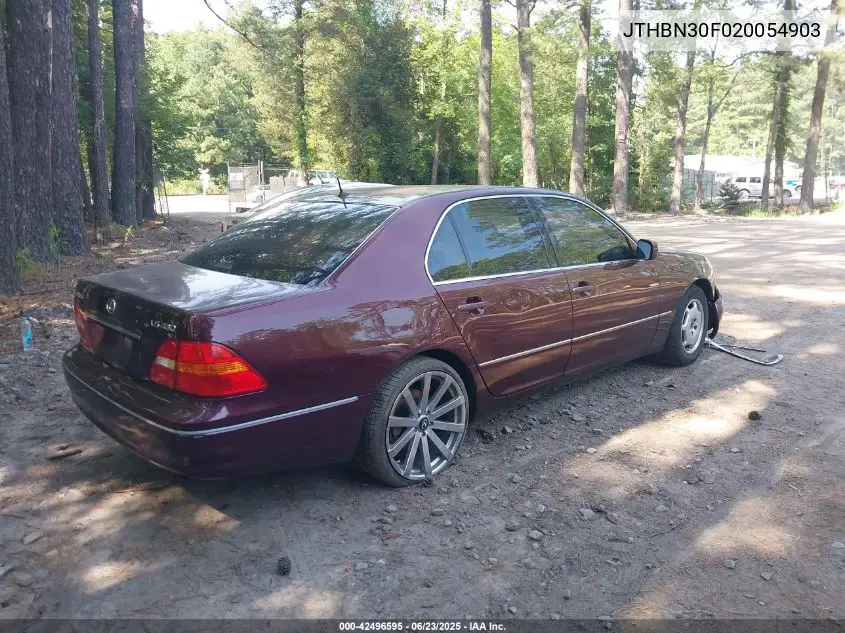 2002 Lexus Ls 430 VIN: JTHBN30F020054903 Lot: 42496595