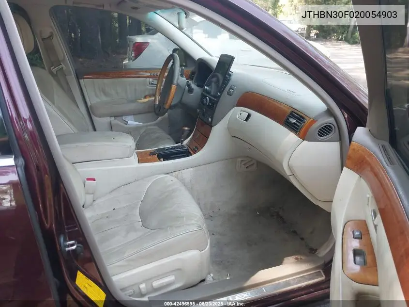 2002 Lexus Ls 430 VIN: JTHBN30F020054903 Lot: 42496595