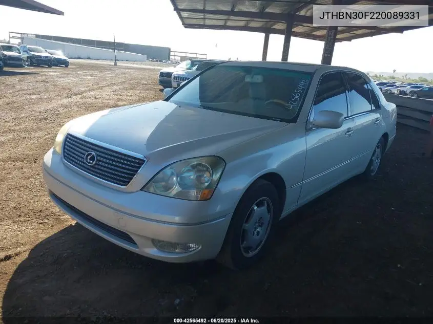 2002 Lexus Ls 430 VIN: JTHBN30F220089331 Lot: 42565492