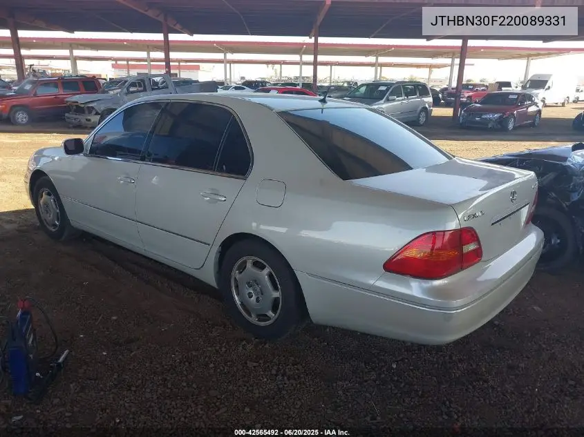 2002 Lexus Ls 430 VIN: JTHBN30F220089331 Lot: 42565492
