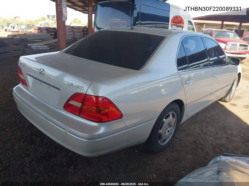 2002 Lexus Ls 430 VIN: JTHBN30F220089331 Lot: 42565492