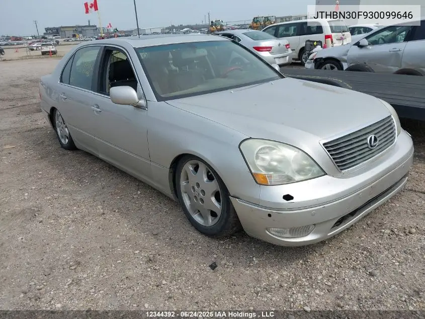 2003 Lexus Ls 430 VIN: JTHBN30F930099646 Lot: 12344392