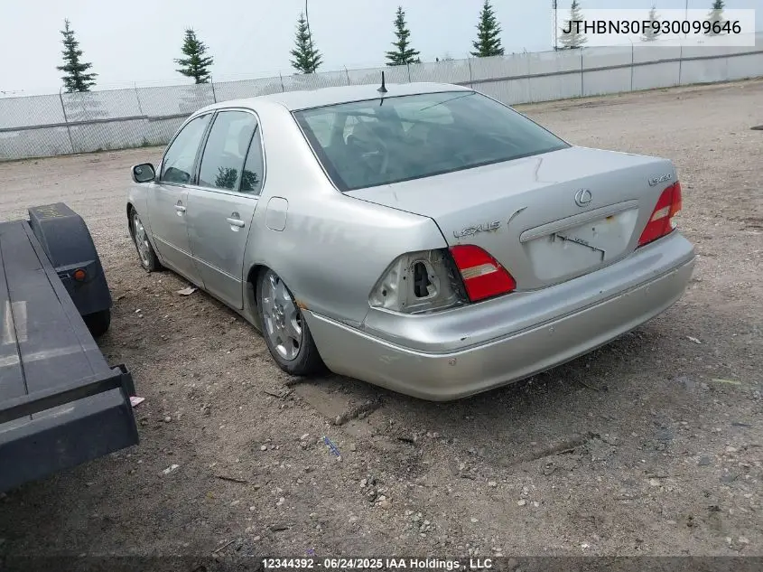 2003 Lexus Ls 430 VIN: JTHBN30F930099646 Lot: 12344392