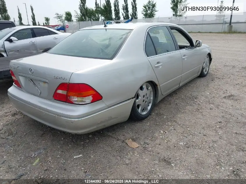 2003 Lexus Ls 430 VIN: JTHBN30F930099646 Lot: 12344392