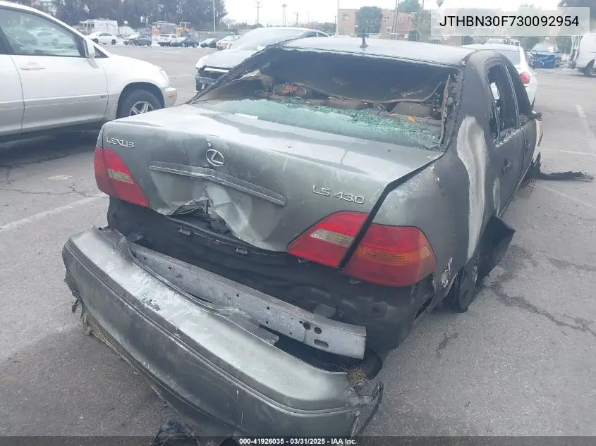 2003 Lexus Ls 430 VIN: JTHBN30F730092954 Lot: 41926035