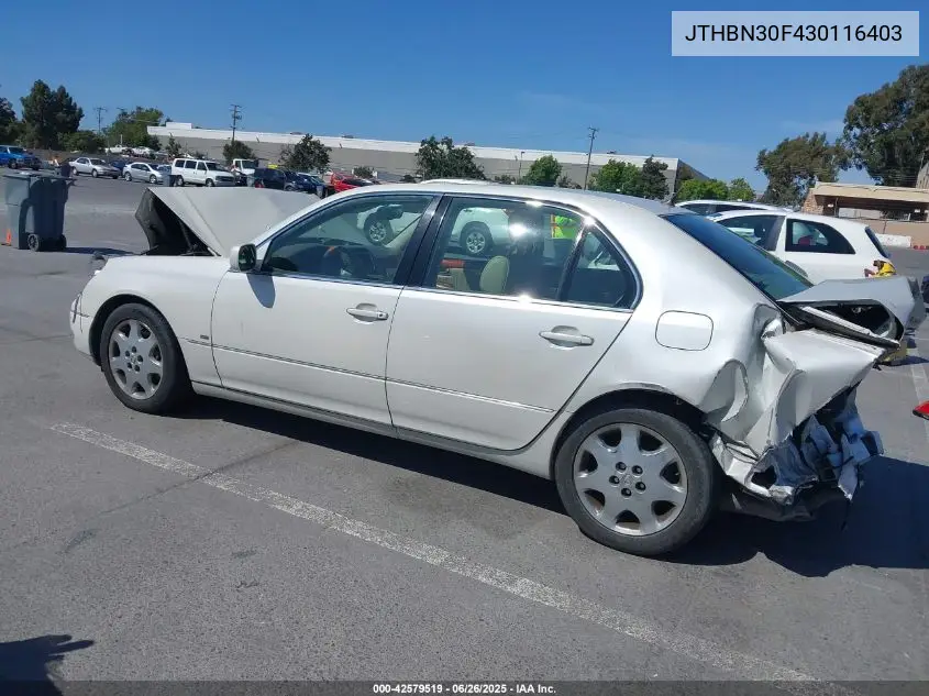 2003 Lexus Ls 430 VIN: JTHBN30F430116403 Lot: 42579519