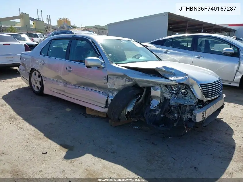 2004 Lexus Ls 430 VIN: JTHBN36F740167287 Lot: 41980385