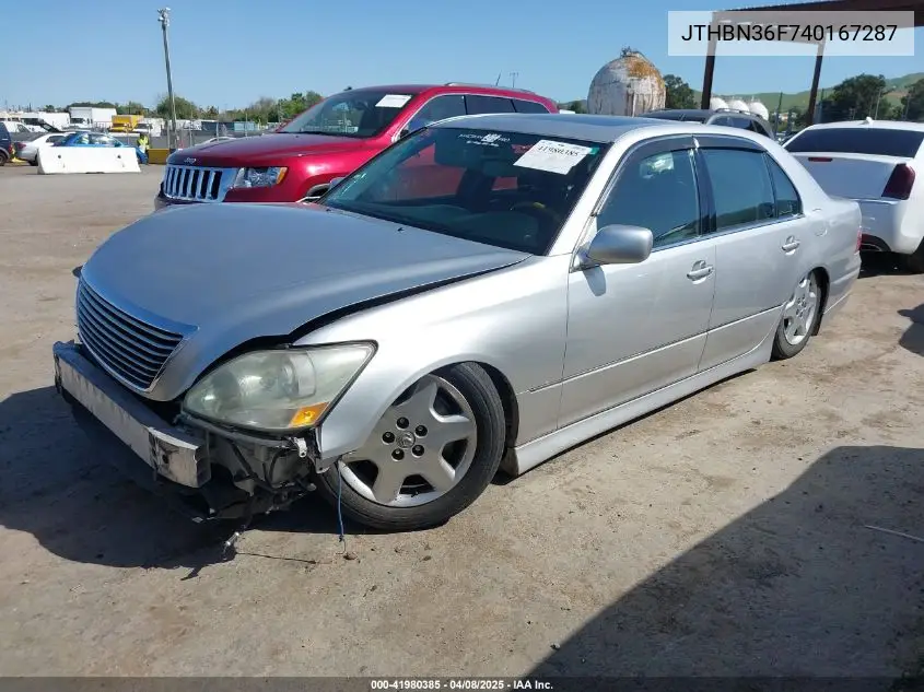 2004 Lexus Ls 430 VIN: JTHBN36F740167287 Lot: 41980385