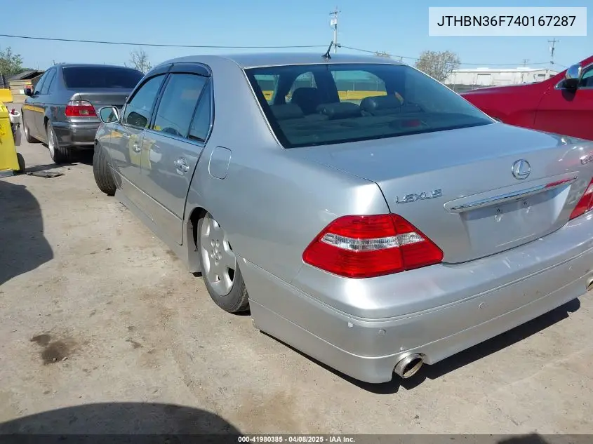 2004 Lexus Ls 430 VIN: JTHBN36F740167287 Lot: 41980385