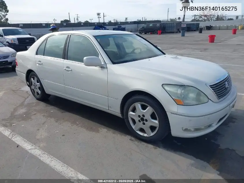 2004 Lexus Ls 430 VIN: JTHBN36F140165275 Lot: 42182212