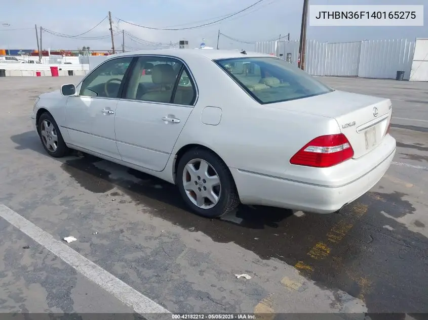2004 Lexus Ls 430 VIN: JTHBN36F140165275 Lot: 42182212