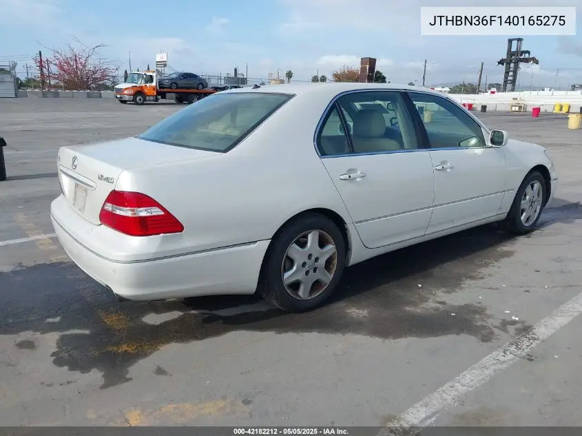2004 Lexus Ls 430 VIN: JTHBN36F140165275 Lot: 42182212