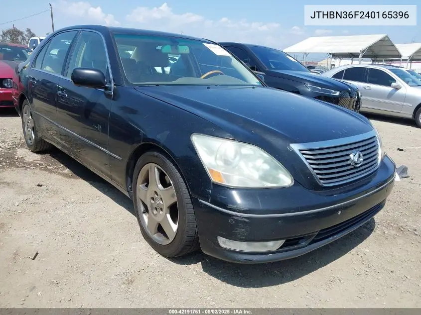 2004 Lexus Ls 430 VIN: JTHBN36F240165396 Lot: 42191761