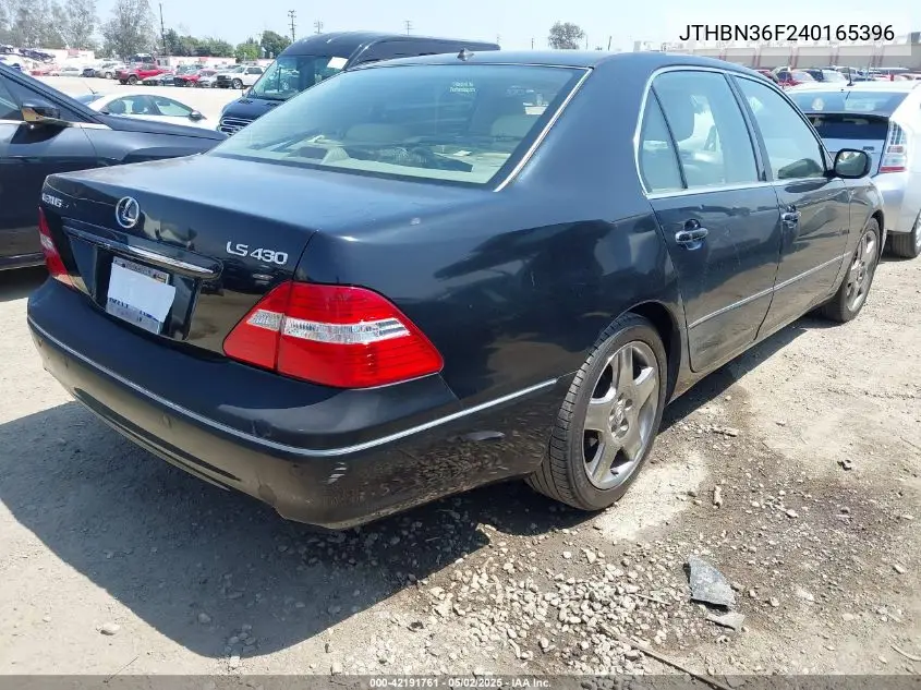 2004 Lexus Ls 430 VIN: JTHBN36F240165396 Lot: 42191761