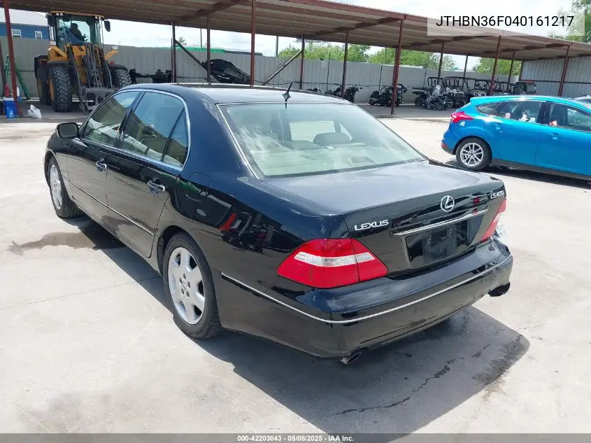 2004 Lexus Ls 430 VIN: JTHBN36F040161217 Lot: 42203043